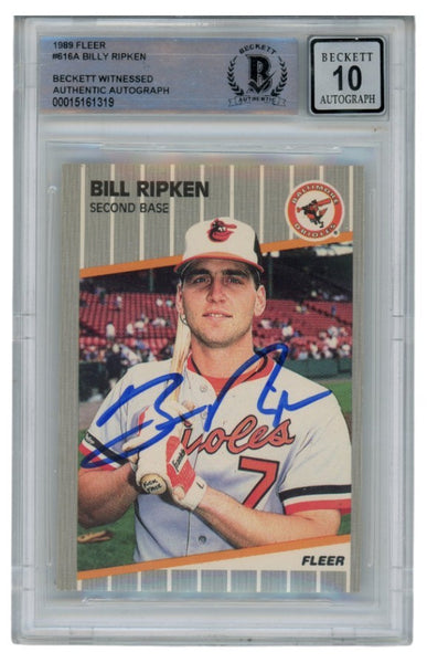 Billy Ripken Autographed 1989 Fleer #616 Error Card 10 Grade Beckett 5 Super Sports Center Billy Ripken Autographed 1989 Fleer #616 Error Card 10 Grade Beckett 5 Super Sports Center