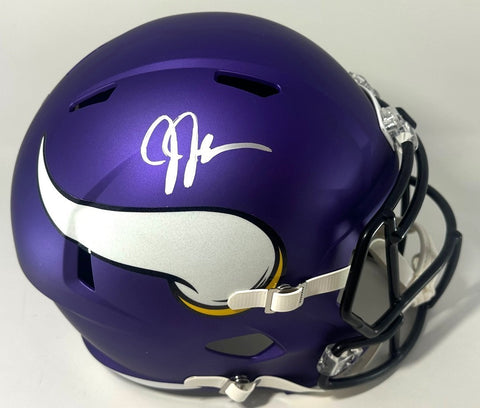 Vikings JUSTIN JEFFERSON Signed Full Size Replica Speed Helmet AUTO - BAS