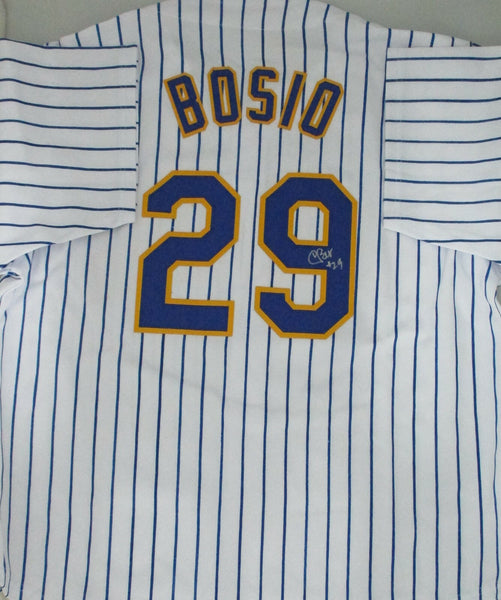 Brewers Pitcher CHRIS BOSIO Signed Custom Replica Milwaukee Retro Jersey 1986-92
