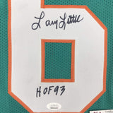 Autographed/Signed LARRY LITTLE HOF 93 Miami Teal Football Jersey JSA COA Auto