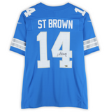 Amon-Ra St. Brown Autographed Lions Blue Nike F.U.S.E. Limited Jersey Fanatics