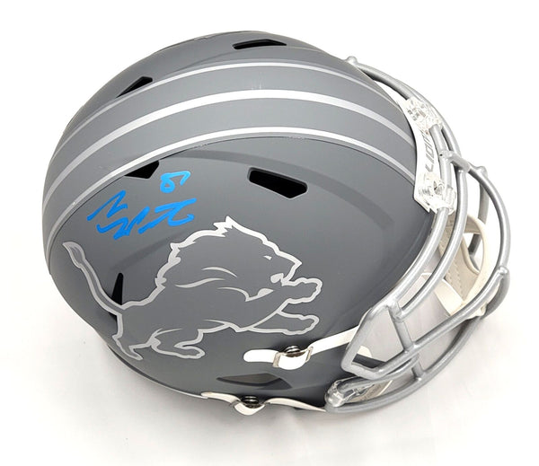 Sam LaPorta Autographed Detroit Lions Slate Replica Helmet Beckett Witnessed