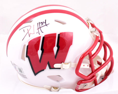 Derek Watt Autographed Wisconsin Badgers Speed Mini Helmet-Beckett W Holo *Black