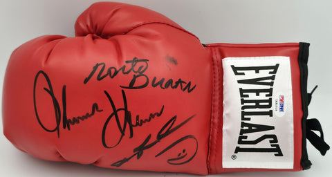 Boxing Greats Autographed Glove Leonard Hearns Duran Beckett PSA/DNA 7A91016