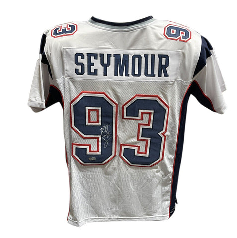 Richard Seymour Autographed/Signed Pro Style Jersey White Beckett 40940