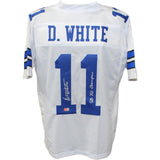 Danny White Autographed Pro Style White XL Jersey Insc. Beckett 44379