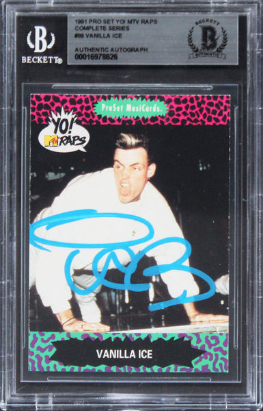 Vanilla Ice Signed 1991 Pro Set Yo! MTV Raps Complete Series #89 Card BAS Slab