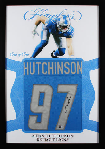 Lions Aidan Hutchinson Authentic Signed One of One Jersey Framed Display BAS Wit