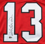 Kurt Warner Arizona Signed Red Pro-Cut Football Jersey BAS