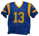 Kurt Warner Autographed/Signed Pro Style TB Blue XL Jersey HOF Beckett BAS 34234