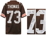 Joe Thomas Signed Brown Custom Football Jersey w/4-Inscriptions - (SCHWARTZ COA)