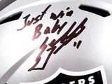 Sebastian Janikowski Signed Raiders F/S Speed Helmet w/Just Win Baby-Beckett W