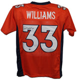 Javonte Williams Autographed/Signed Pro Style Orange XL Jersey BAS 32104