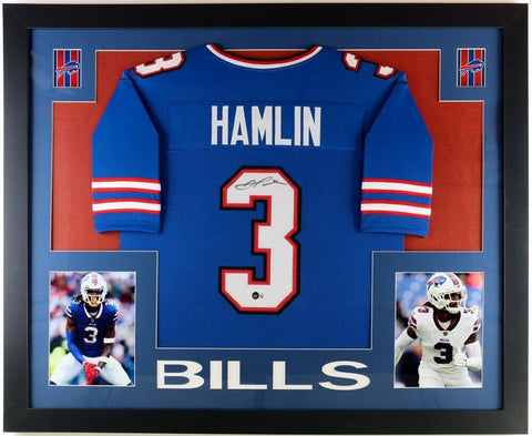 Damar Hamlin Signed 35"x43" Framed Buffalo Bills Jersey Display (Beckett) Safety