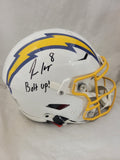 OMARION HAMPTON "BOLT UP" SIGNED LOS ANGELES CHARGERS ROYAL SPEEDFLEX HELMET BAS
