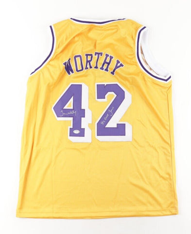 James Worthy Signed Los Angeles Lakers Jersey Inscribed Big Game James (PSA COA)