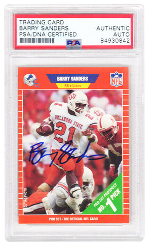 Barry Sanders Signed 1989 Pro Set Football Rookie Card #494 - (PSA Encapsulated)