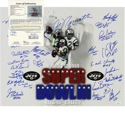 Joe Namath, Don Maynard Signed NY Jets Unframed 16x20 '68 SB Photo - 25 Sig