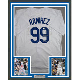 Framed Autographed/Signed Manny Ramirez 35x39 LA White Jersey Beckett COA