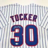 Autographed/Signed Kyle Tucker Chicago Pinstripe Baseball Jersey JSA COA