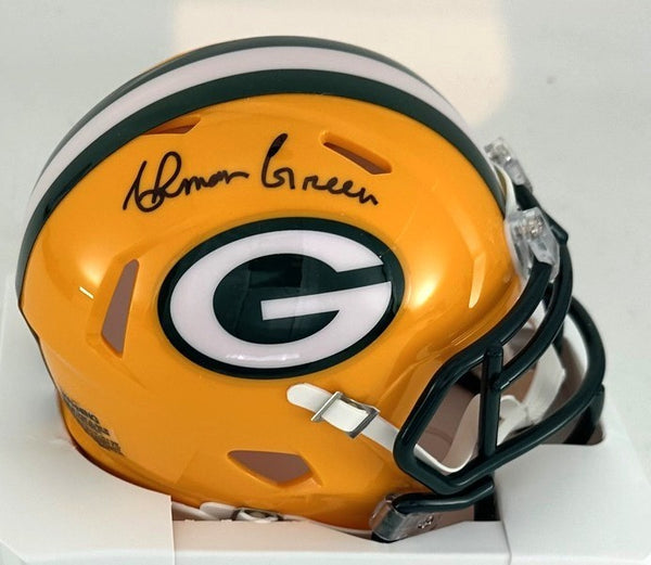 Packers Leading Rusher AHMAN GREEN Signed Riddell Speed Mini Helmet AUTO - BAS