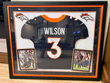 Russell Wilson Autographed Denver Broncos Nike Navy Jersey Framed Fanatics COA