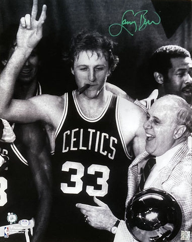 Larry Bird Signed 16x20 Boston Celtics Smoking Photo PSA ITP
