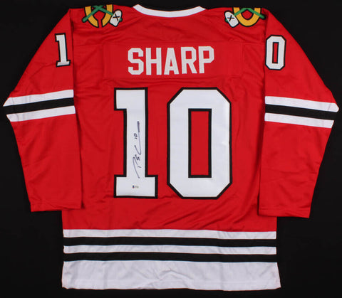Patrick Sharp Signed Chicago Blackhawks Jersey (Beckett COA) 3xStanley Cup Champ