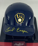 Milwaukee Brewers CECIL COOPER Signed Rawlings BLUE Mini Helmet AUTO - BAS