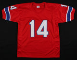 Steve Grogan Signed New England Patriots Red Jersey (JSA COA) Super Bowl XX Q.B