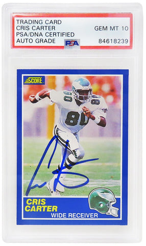 Cris Carter autographed 1989 Score Rookie Football Card #72 (PSA- Auto Grade 10)