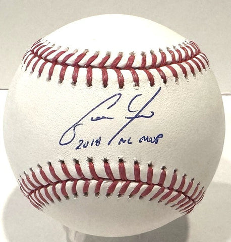 CHRISTIAN YELLICH - Signed Official Baseball AUTO w/ 2018 NL MVP - Brewers - BAS