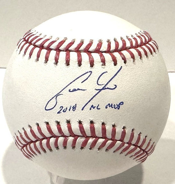 CHRISTIAN YELLICH - Signed Official Baseball AUTO w/ 2018 NL MVP - Brewers - BAS