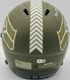 Steve Largent Autographed Seahawks Full Size Salute to Service Helmet Beckett