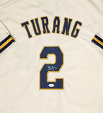 Brewers Infielder BRICE TURANG Signed Custom Replica Cream Jersey AUTO - JSA