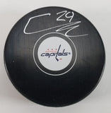 Connor McMichael Signed Washington Capitals Logo Puck (JSA COA) 2023 Calder Cup