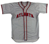 Evan Gattis Signed Game Used Atlanta Braves Gray Jersey -2 Inscriptions