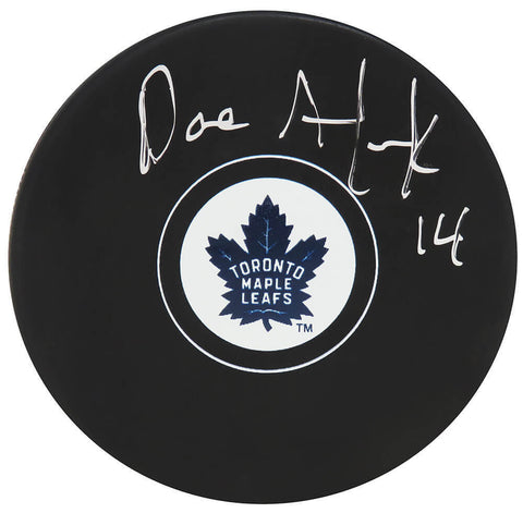 Dave Andreychuk Signed Maple Leafs Team Logo Hockey Puck - (SCHWARTZ COA)