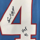 Autographed/Signed EARL CAMPBELL HOF 91 Houston Blue Stat Jersey JSA COA Auto