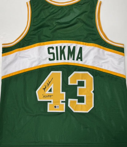 JACK SIKMA Signed Custom Replica Green Supersonics Jersey AUTO w/ "HOF 19" - BAS