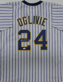 Brewers 82 AL Champ BEN OGLIVI Signed Custom Replica Pinstripe Jersey AUTO - JSA