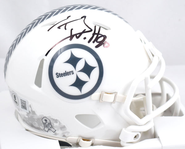 TJ Watt Signed Pittsburgh Steelers Salute 2024 Speed Mini Helmet- Beckett W Holo
