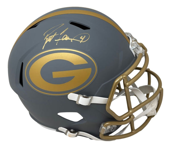 Brett Favre Signed Green Bay Packers FS Slate Replica Speed Helmet BAS