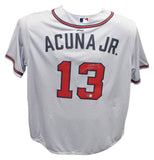 Ronald Acuna Autographed/Signed Atlanta Braves Grey Jersey Beckett 40581
