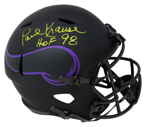 Paul Krause Signed Vikings Eclipse Riddell F/S Speed Replica Helmet w/HOF'98- SS