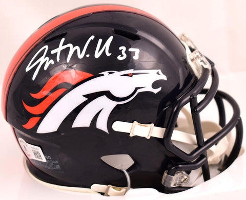 Javonte Williams Autographed Denver Broncos Speed Mini Helmet-Beckett W Hologram
