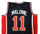 TEAM USA KARL MALONE AUTOGRAPHED SIGNED BLUE JERSEY JSA STOCK #215760