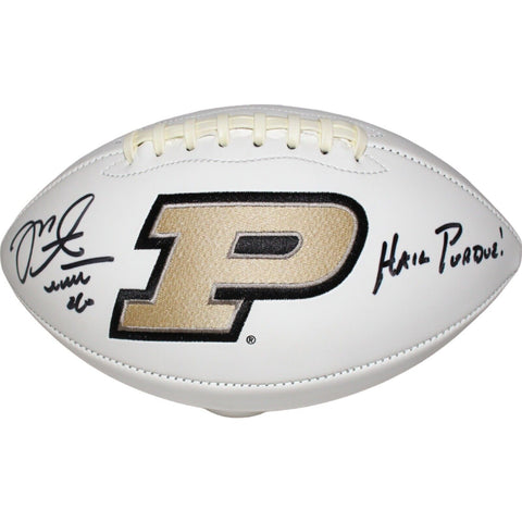 Mike Alstott Signed Purdue Boilermakers White Logo Football BAS 42545