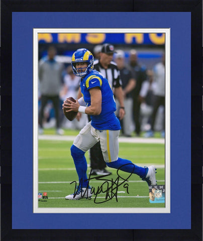 Framed Matthew Stafford Los Angeles Rams Signed 8" x 10" Rollout Photo