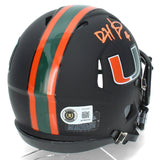 Devin Hester Autographed Miami Hurricanes Black Speed Mini Helmet Beckett